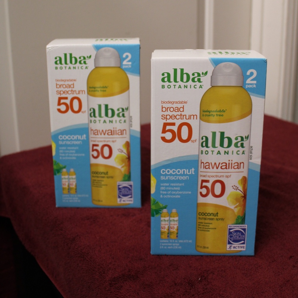 2x Alba Botanica Hawaiian Sunscreen Spray SPF 50, 8 oz, 2-pack